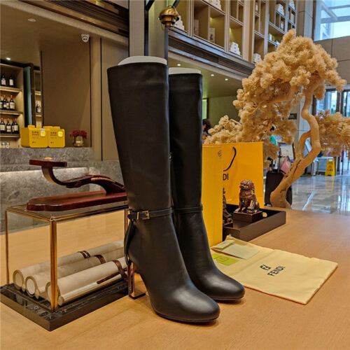 High Quality Luxury Fendi Electroplated High Heel Boots – Style 68115