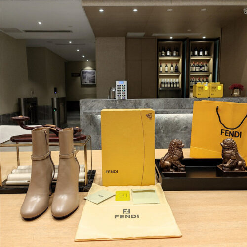 High Quality Luxury Fendi Electroplated High Heel Ankle Boots – Style 56851 product detail