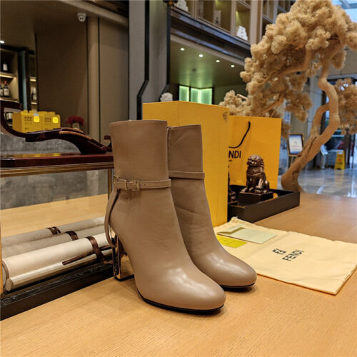 High Quality Luxury Fendi Electroplated High Heel Ankle Boots – Style 56851