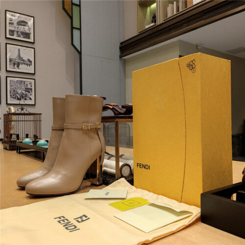 High Quality Luxury Fendi Electroplated High Heel Ankle Boots – Style 56851 product detail