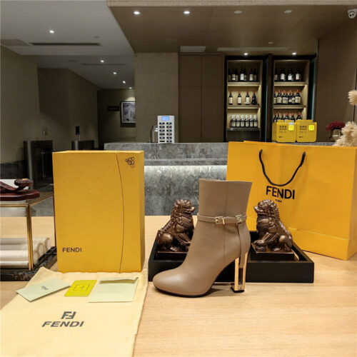 High Quality Luxury Fendi Electroplated High Heel Ankle Boots – Style 56851 product detail