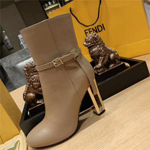 High Quality Luxury Fendi Electroplated High Heel Ankle Boots – Style 56851 product detail