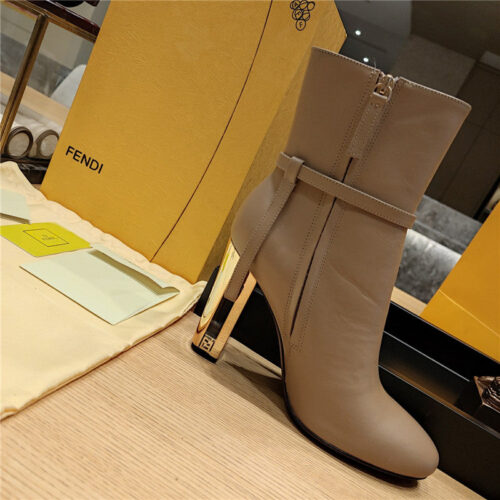 High Quality Luxury Fendi Electroplated High Heel Ankle Boots – Style 56851 product detail