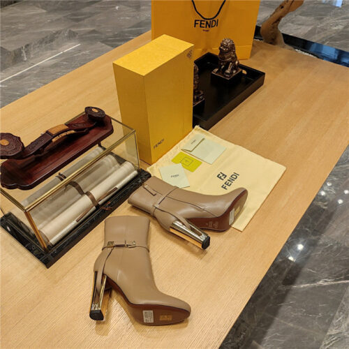 High Quality Luxury Fendi Electroplated High Heel Ankle Boots – Style 56851 product detail