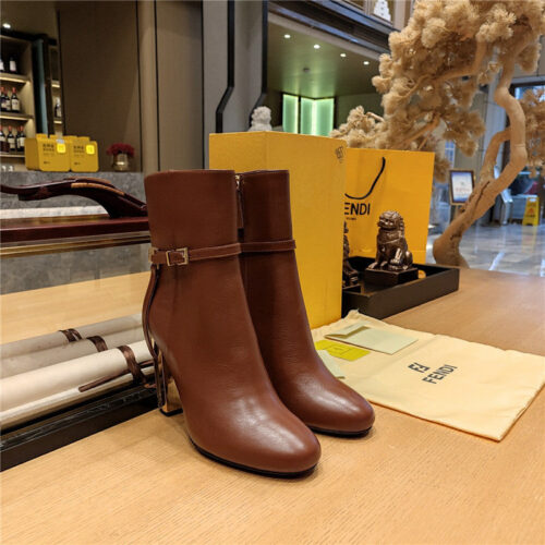 High Quality Luxury Fendi Electroplated High Heel Ankle Boots – Style 46675