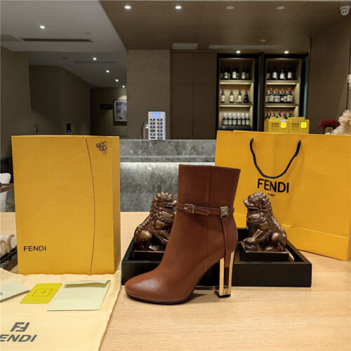 High Quality Luxury Fendi Electroplated High Heel Ankle Boots – Style 46675 product detail