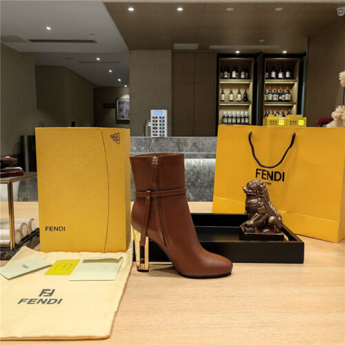 High Quality Luxury Fendi Electroplated High Heel Ankle Boots – Style 46675 product detail