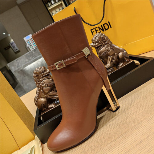 High Quality Luxury Fendi Electroplated High Heel Ankle Boots – Style 46675 product detail