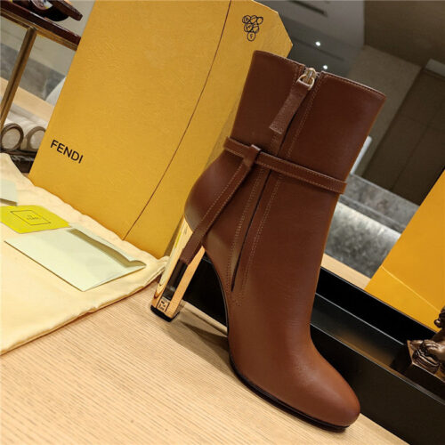 High Quality Luxury Fendi Electroplated High Heel Ankle Boots – Style 46675 product detail
