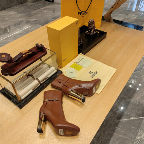 High Quality Luxury Fendi Electroplated High Heel Ankle Boots – Style 46675 product detail