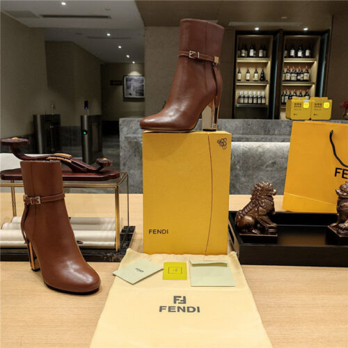 High Quality Luxury Fendi Electroplated High Heel Ankle Boots – Style 46675 alternate view