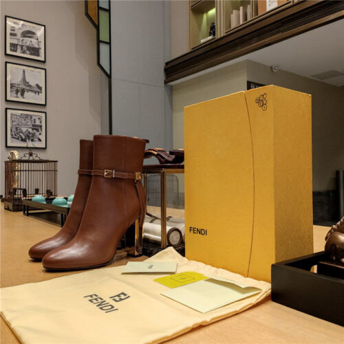 High Quality Luxury Fendi Electroplated High Heel Ankle Boots – Style 46675 product detail