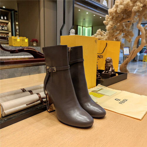 High Quality Luxury Fendi Electroplated High Heel Ankle Boots – Style 38195