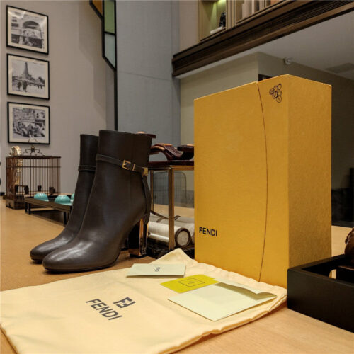 High Quality Luxury Fendi Electroplated High Heel Ankle Boots – Style 38195 product detail