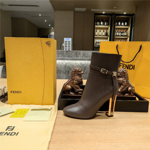 High Quality Luxury Fendi Electroplated High Heel Ankle Boots – Style 38195 product detail