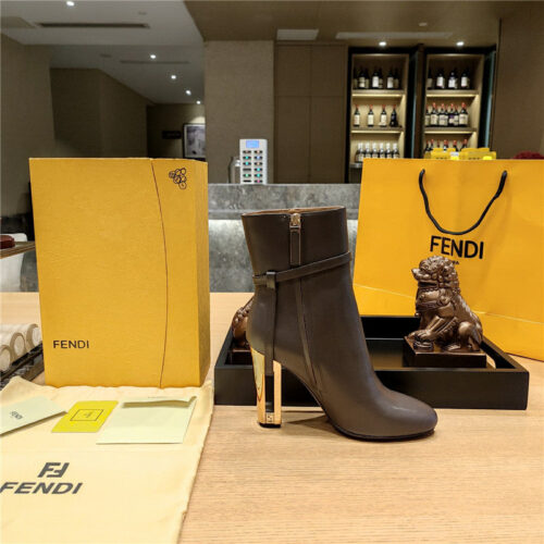 High Quality Luxury Fendi Electroplated High Heel Ankle Boots – Style 38195 product detail