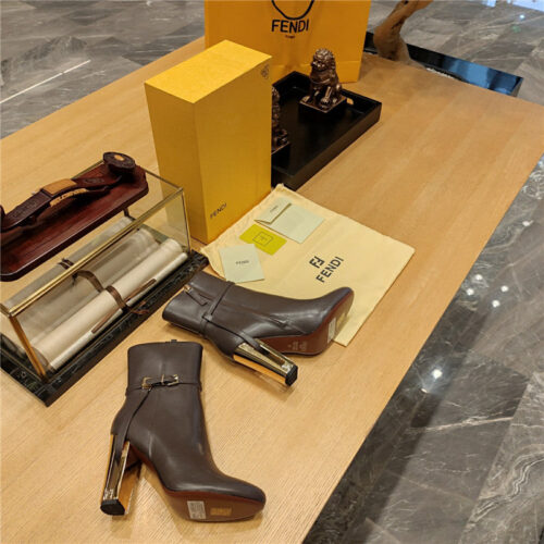 High Quality Luxury Fendi Electroplated High Heel Ankle Boots – Style 38195 product detail