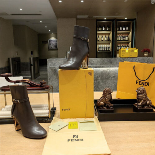 High Quality Luxury Fendi Electroplated High Heel Ankle Boots – Style 38195 alternate view