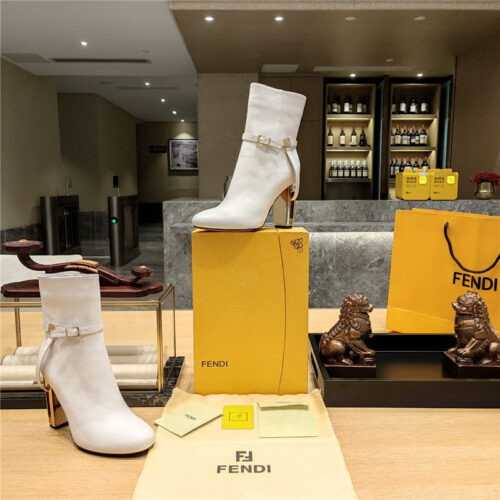 High Quality Luxury Fendi Electroplated High Heel Ankle Boots – Style 64179 alternate view