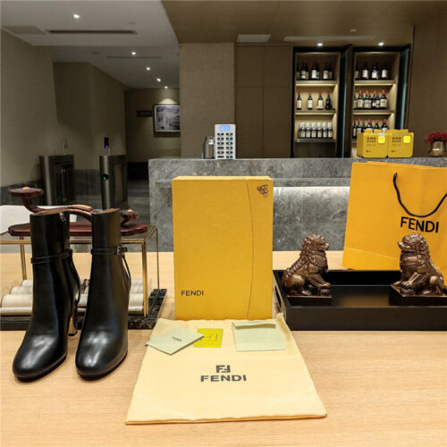 High Quality Luxury Fendi Electroplated High Heel Ankle Boots product detail