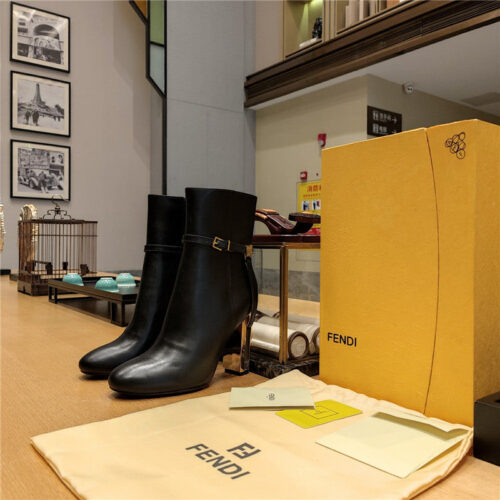 High Quality Luxury Fendi Electroplated High Heel Ankle Boots product detail