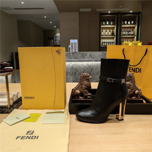 High Quality Luxury Fendi Electroplated High Heel Ankle Boots product detail