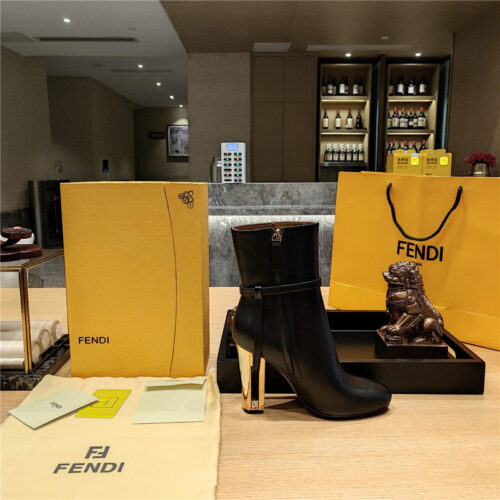High Quality Luxury Fendi Electroplated High Heel Ankle Boots product detail