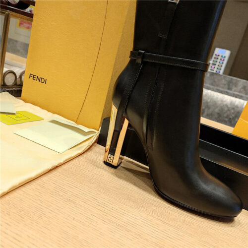High Quality Luxury Fendi Electroplated High Heel Ankle Boots product detail