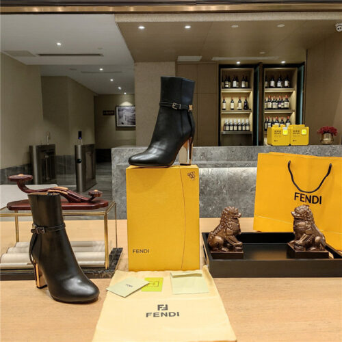 High Quality Luxury Fendi Electroplated High Heel Ankle Boots alternate view