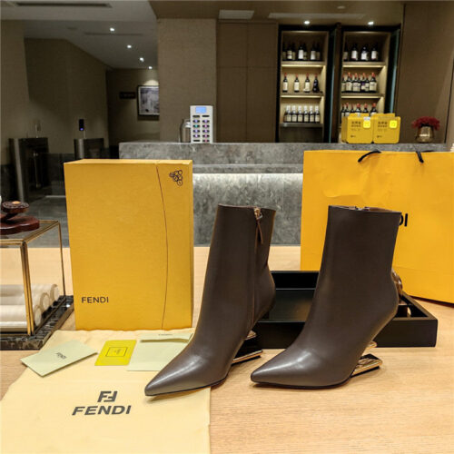 High Quality Luxury Fendi Pointed Toe High Heel Ankle Boots – Style 42003