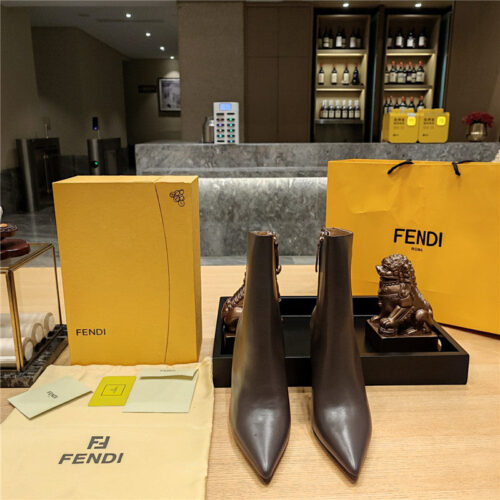 High Quality Luxury Fendi Pointed Toe High Heel Ankle Boots – Style 42003 product detail