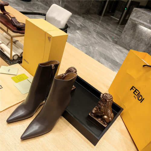 High Quality Luxury Fendi Pointed Toe High Heel Ankle Boots – Style 42003 alternate view