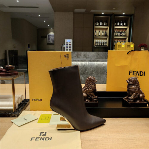 High Quality Luxury Fendi Pointed Toe High Heel Ankle Boots – Style 42003 product detail