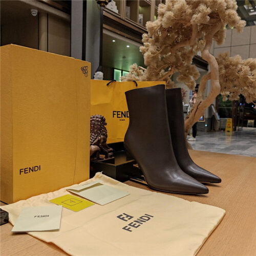 High Quality Luxury Fendi Pointed Toe High Heel Ankle Boots – Style 42003 product detail