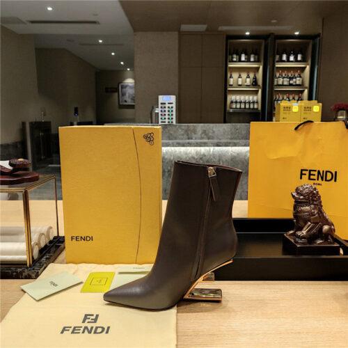 High Quality Luxury Fendi Pointed Toe High Heel Ankle Boots – Style 42003 product detail