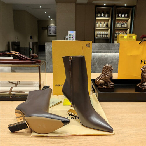 High Quality Luxury Fendi Pointed Toe High Heel Ankle Boots – Style 42003 product detail