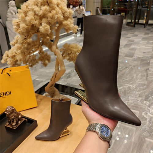High Quality Luxury Fendi Pointed Toe High Heel Ankle Boots – Style 42003 product detail