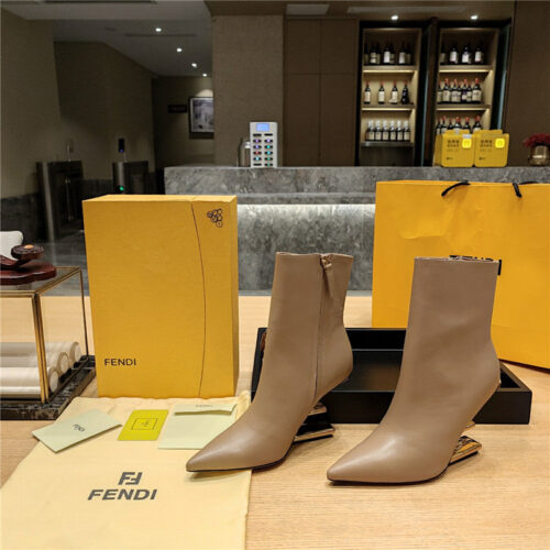 High Quality Luxury Fendi Pointed Toe High Heel Ankle Boots – Style 38611
