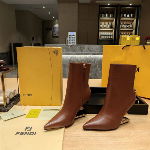 High Quality Luxury Fendi Pointed Toe High Heel Ankle Boots – Style 30131