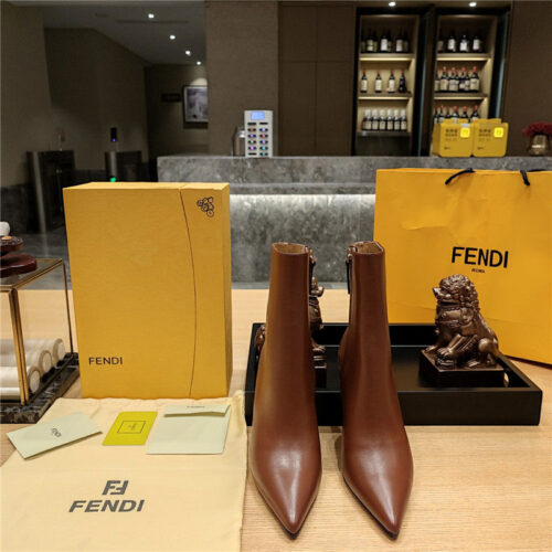 High Quality Luxury Fendi Pointed Toe High Heel Ankle Boots – Style 30131 product detail