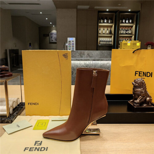 High Quality Luxury Fendi Pointed Toe High Heel Ankle Boots – Style 30131 product detail