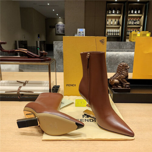 High Quality Luxury Fendi Pointed Toe High Heel Ankle Boots – Style 30131 product detail