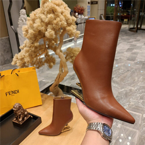 High Quality Luxury Fendi Pointed Toe High Heel Ankle Boots – Style 30131 product detail