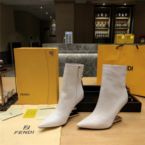 High Quality Luxury Fendi Pointed Toe High Heel Ankle Boots – Style 56115