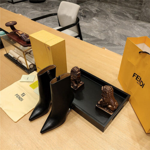 High Quality Luxury Fendi Pointed Toe High Heel Ankle Boots alternate view