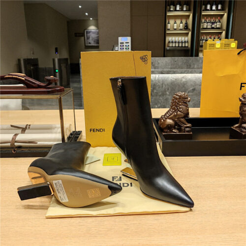High Quality Luxury Fendi Pointed Toe High Heel Ankle Boots product detail