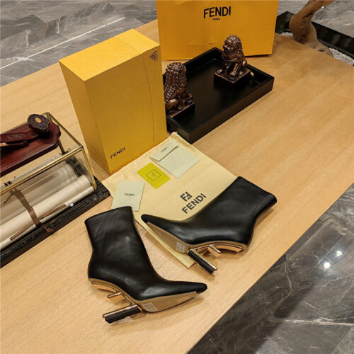 High Quality Luxury Fendi Pointed Toe High Heel Ankle Boots product detail