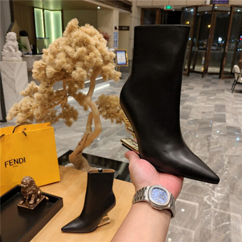 High Quality Luxury Fendi Pointed Toe High Heel Ankle Boots product detail