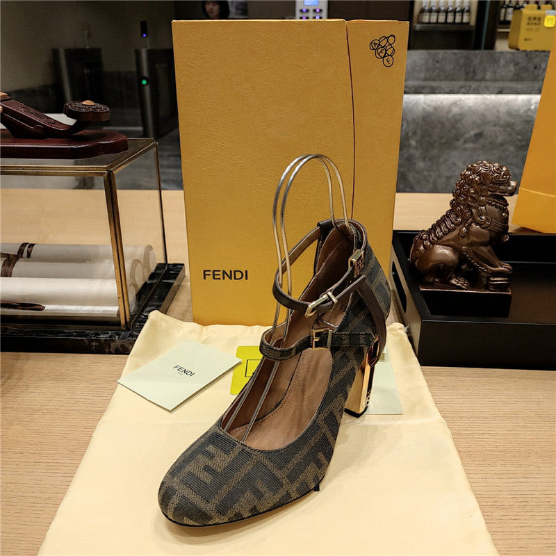 High Quality Luxury Fendi Electroplated High Heel Sandals – Style 61331 product detail