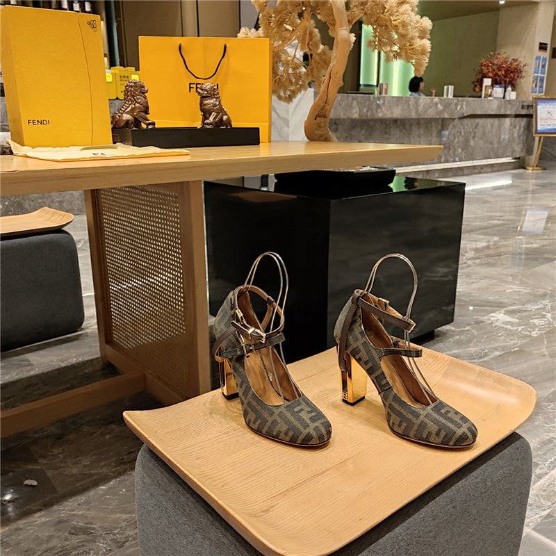 High Quality Luxury Fendi Electroplated High Heel Sandals – Style 61331